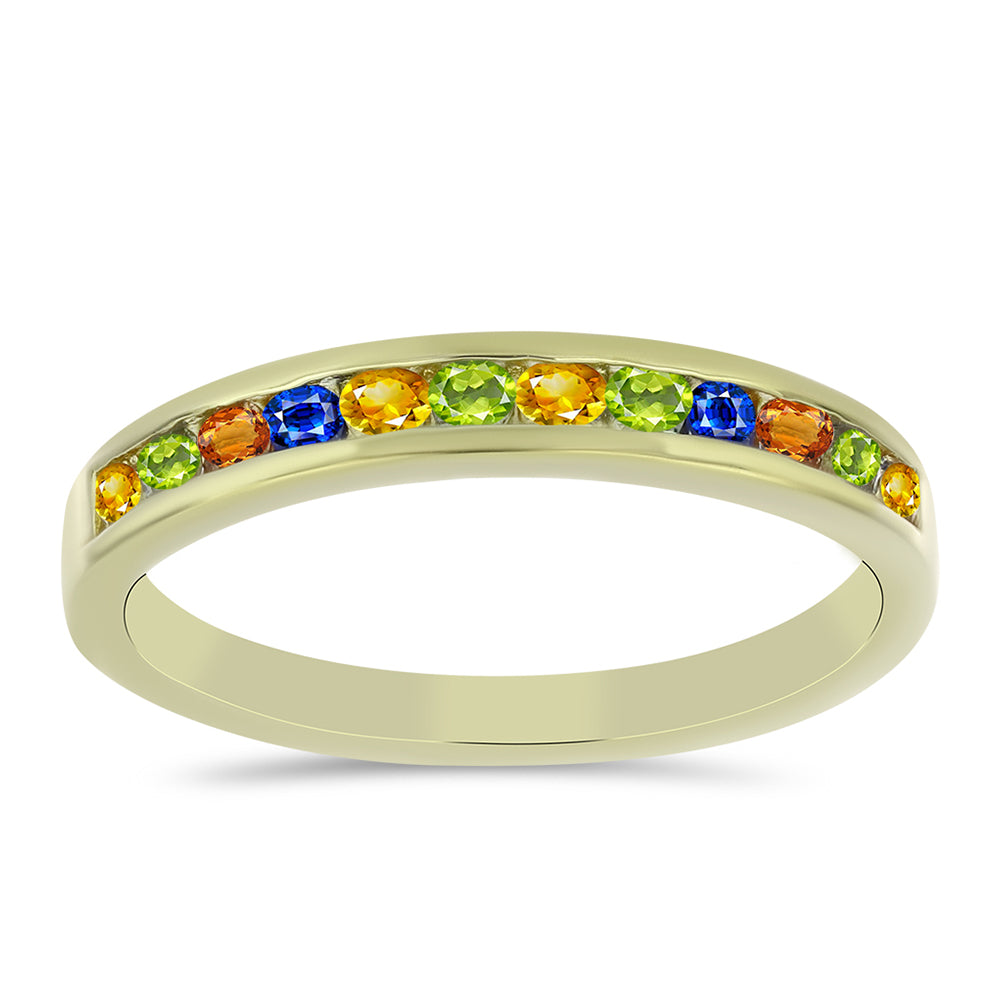 Anillo de Plata Bañada en Oro con Zafiro Arco Iris Rosebery