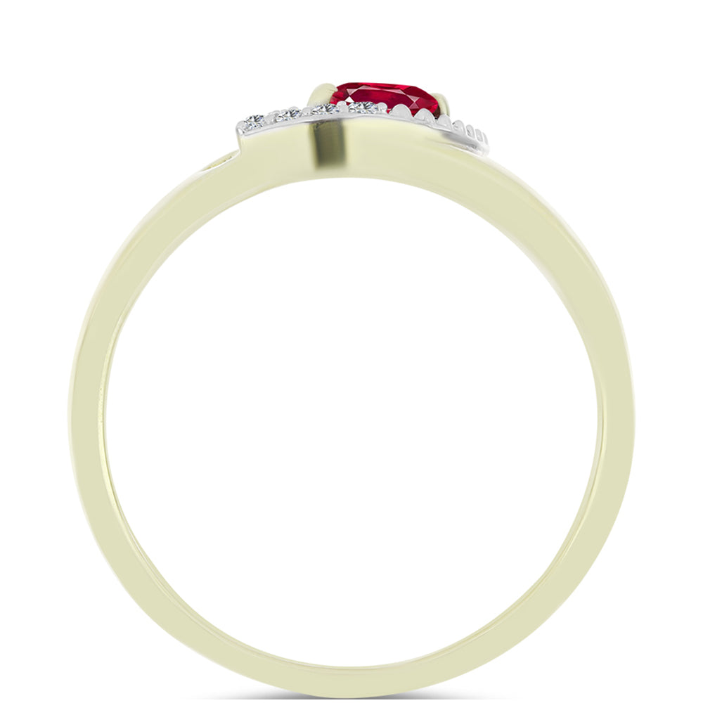 Anillo de Plata Bañada en Oro con Rubí de Madagascar y Topacio Blanco