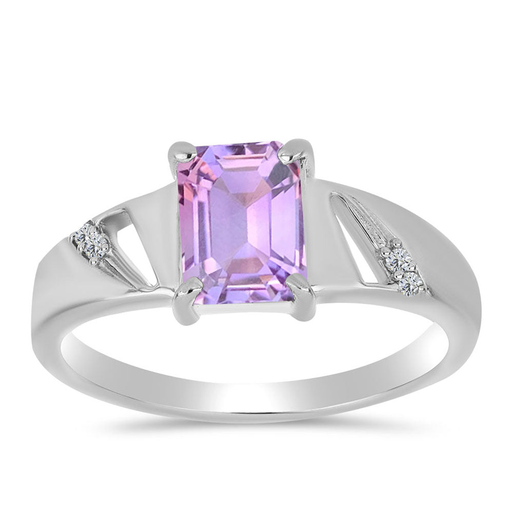Anillo de Plata con Amatista Rosa de Francia y Topacio Blanco