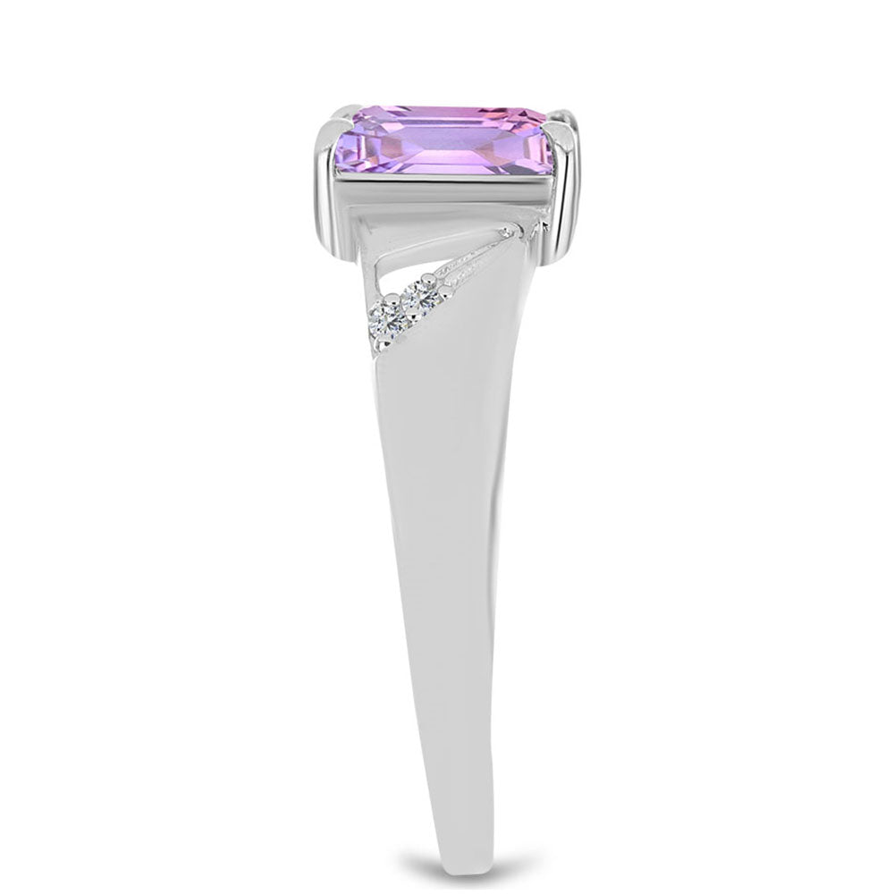 Anillo de Plata con Amatista Rosa de Francia y Topacio Blanco
