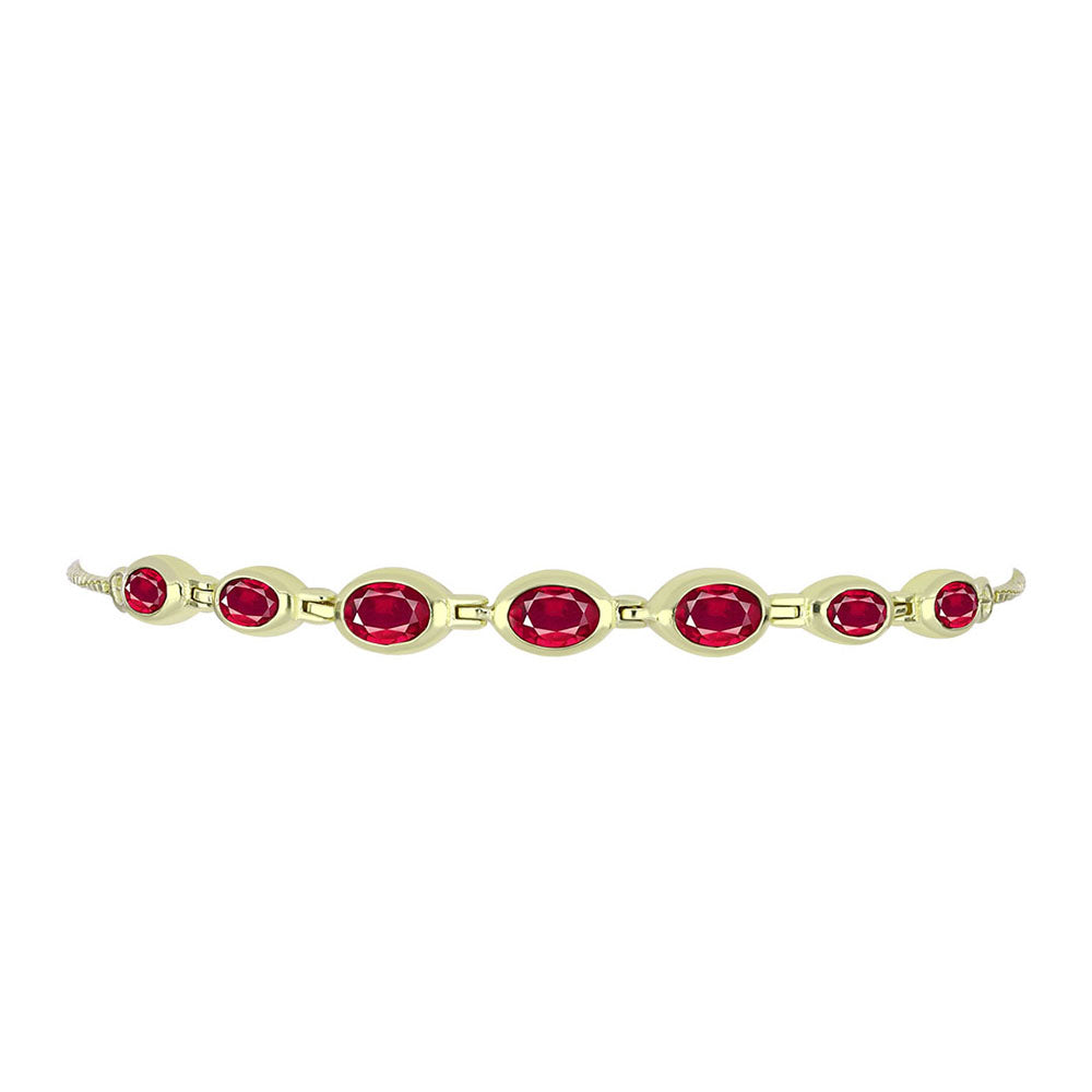 Pulsera de Plata Bañada en Oro con Rubí de Madagascar