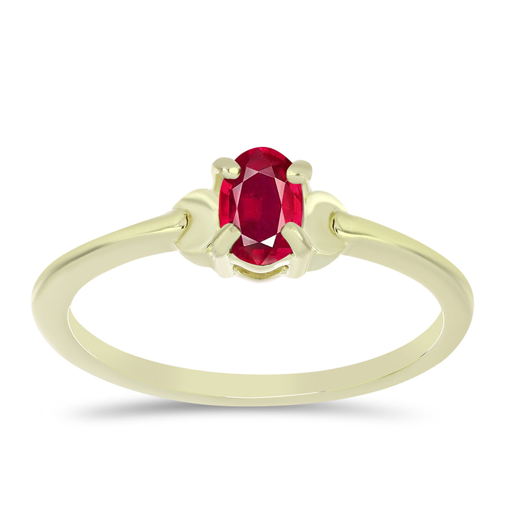 Anillo de Plata Bañada en Oro con Rubí de Madagascar