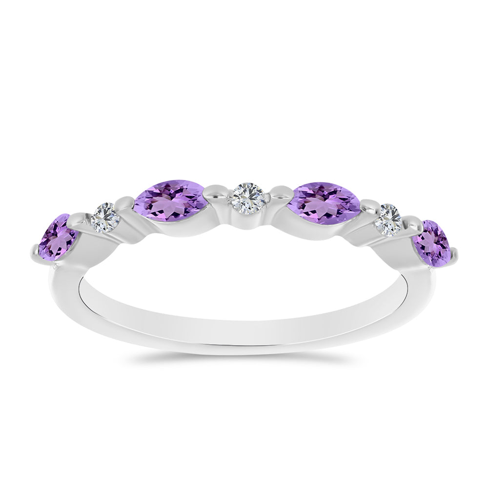 Anillo de Plata con Amatista Rosa de Francia y Topacio Blanco