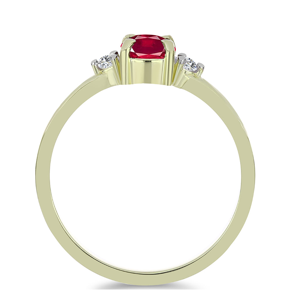 Anillo de Plata Bañada en Oro con Rubí de Madagascar y Topacio Blanco