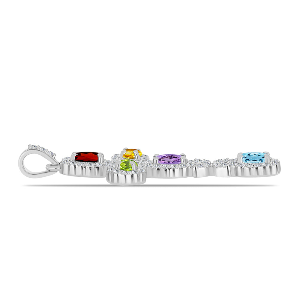 Cruz Conjunto de Plata con Amatista Rosa de Francia y Citrino de los Montes Urales ( Pulsera +Colgante )