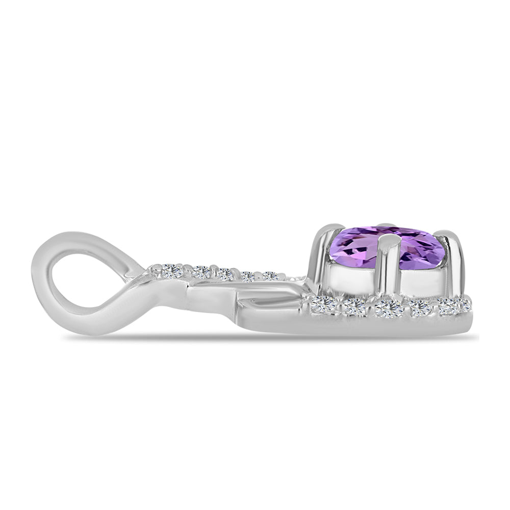Colgante de Plata con Amatista Rosa de Francia y Topacio Blanco