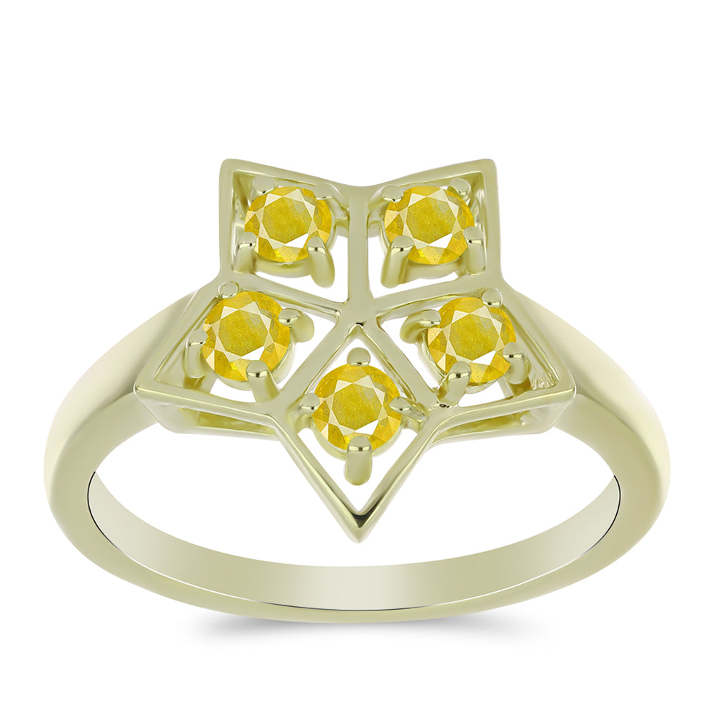 Anillo de Plata Bañada en Oro con Zafiro Amarillo Rosebery