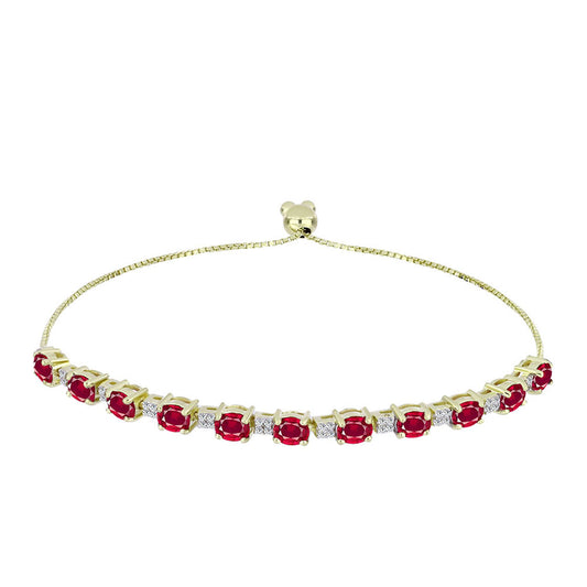 Pulsera de Plata Bañada en Oro con Rubí de Madagascar y Topacio Blanco