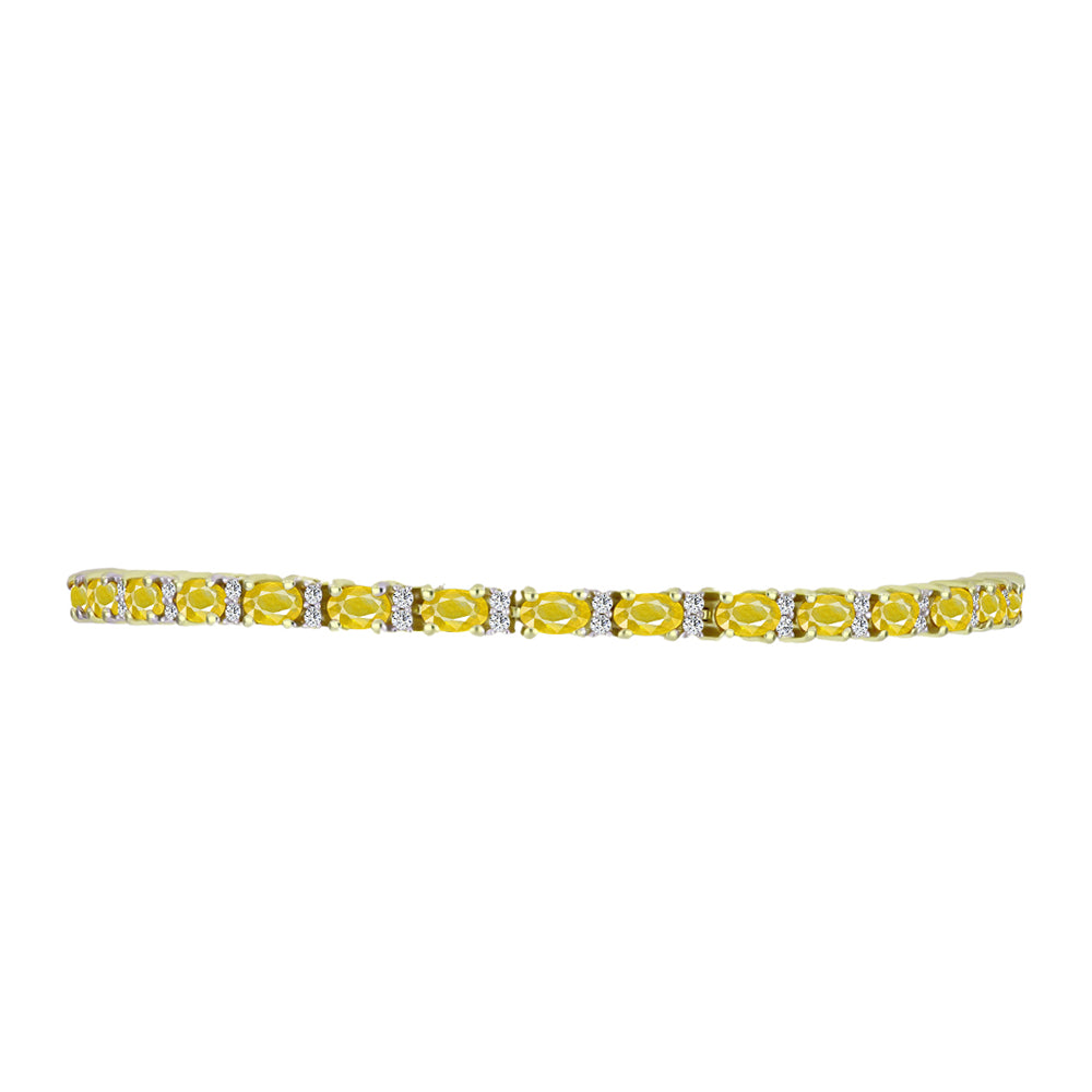 Pulsera de Plata Bañada en Oro con Zafiro Amarillo Rosebery y Topacio Blanco