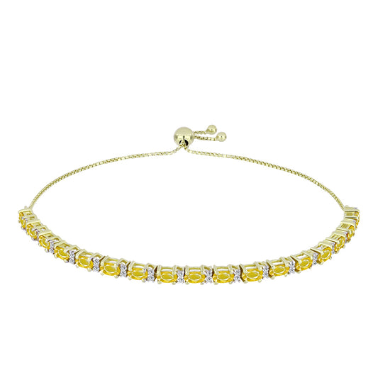 Pulsera de Plata Bañada en Oro con Zafiro Amarillo Rosebery y Topacio Blanco