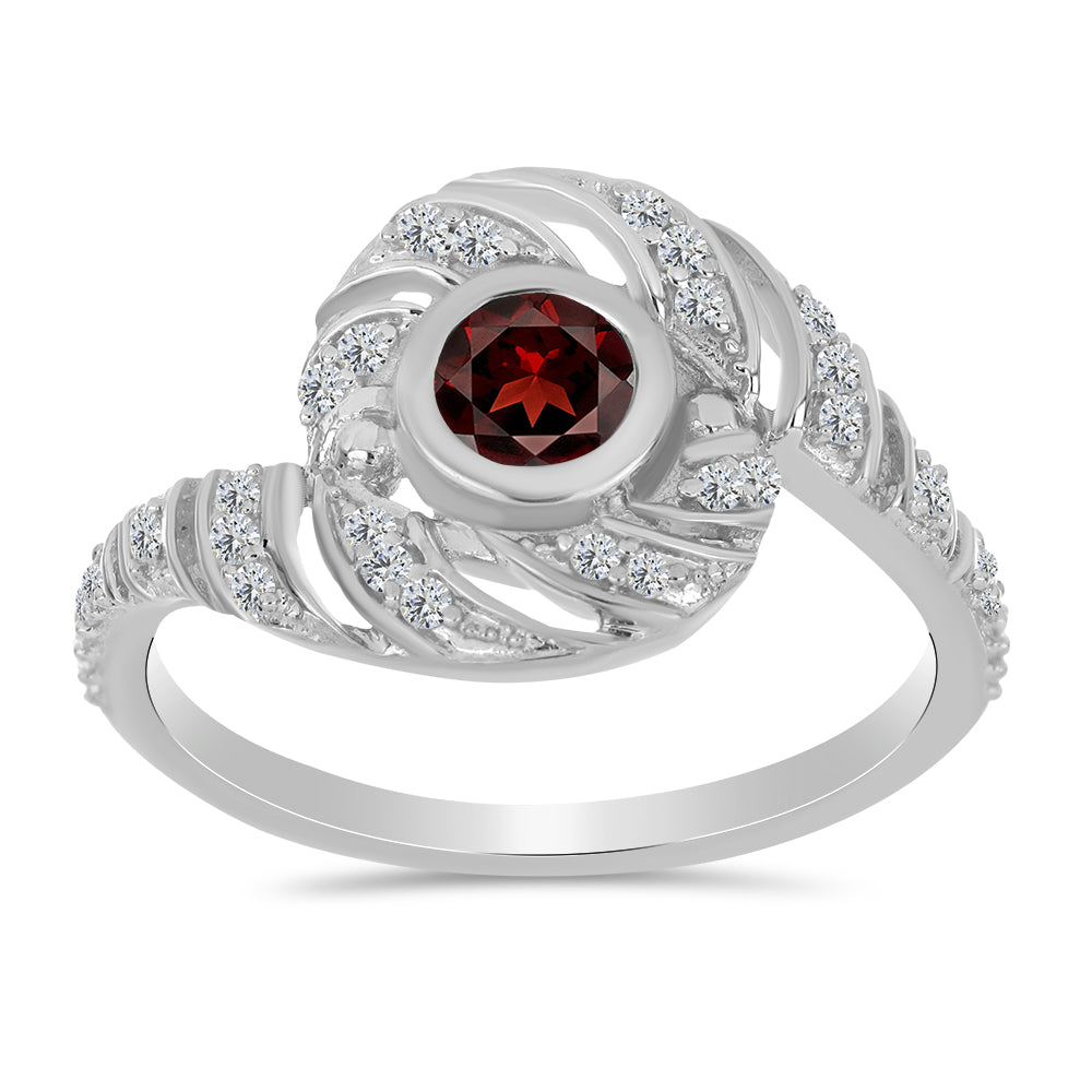 Anillo de Plata con Granate Barton y Topacio Blanco