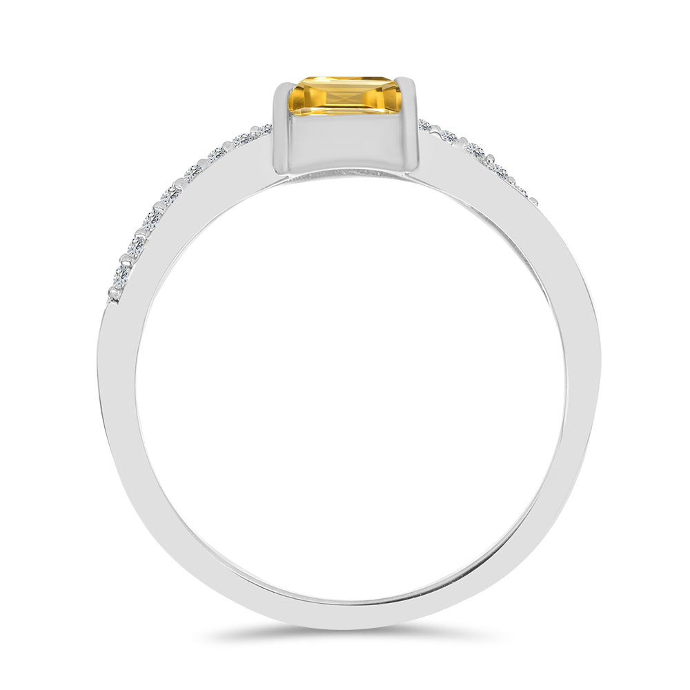 Anillo de Plata con Citrino de los Montes Urales y Topacio Blanco
