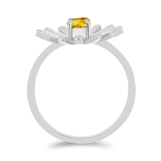 Anillo de Plata con Citrino de los Montes Urales