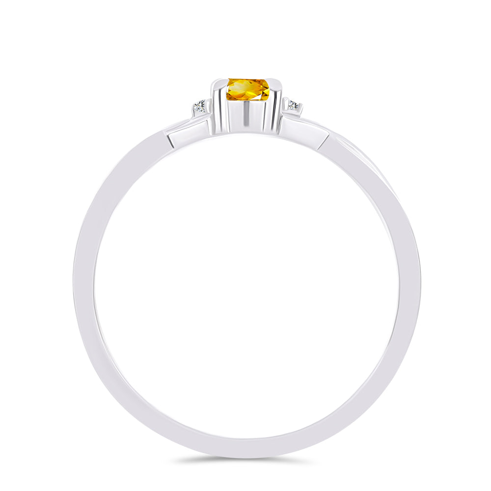 Anillo de Plata con Citrino de los Montes Urales y Topacio Blanco