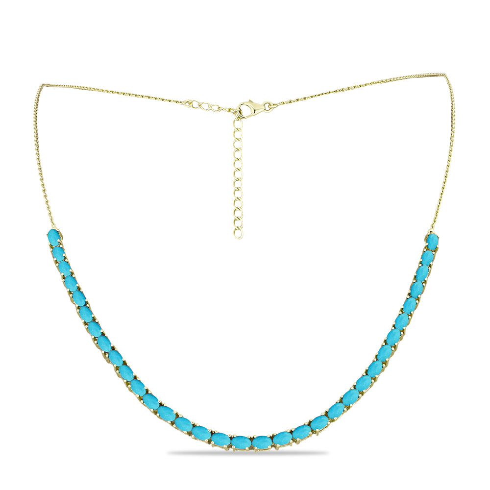Collar de Plata Bañada en Oro con Turquesa Bella Durmiente
