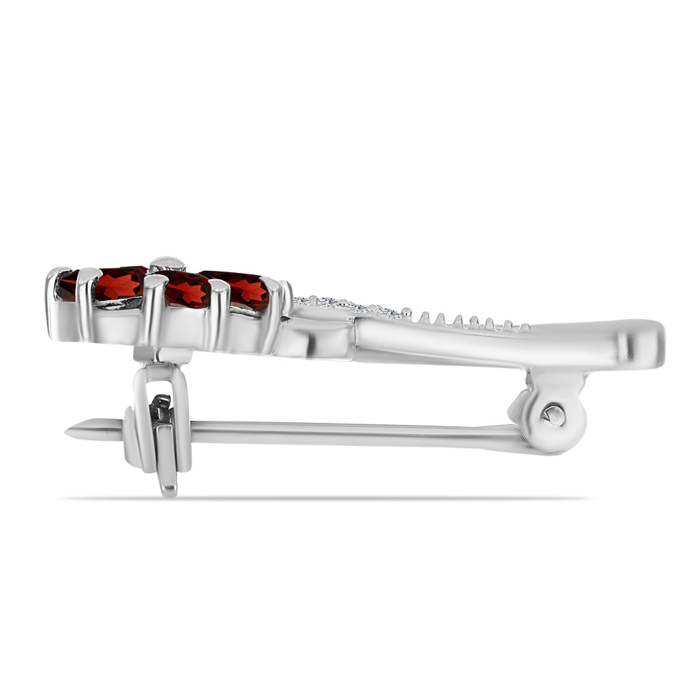 Broche de Plata con Granate Barton y Topacio Blanco
