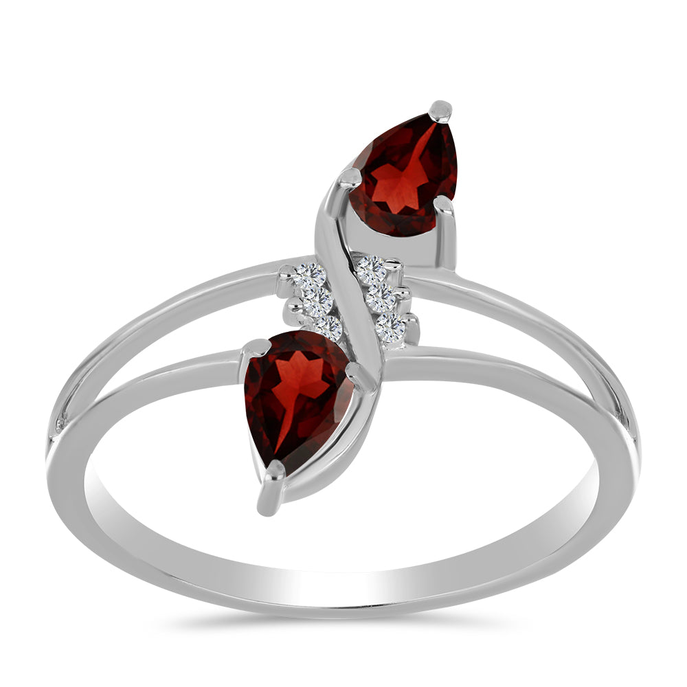 Anillo de Plata con Granate Barton y Topacio Blanco