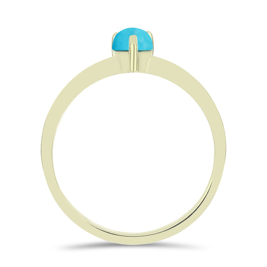 Anillo de Plata Bañada en Oro con Turquesa Bella Durmiente