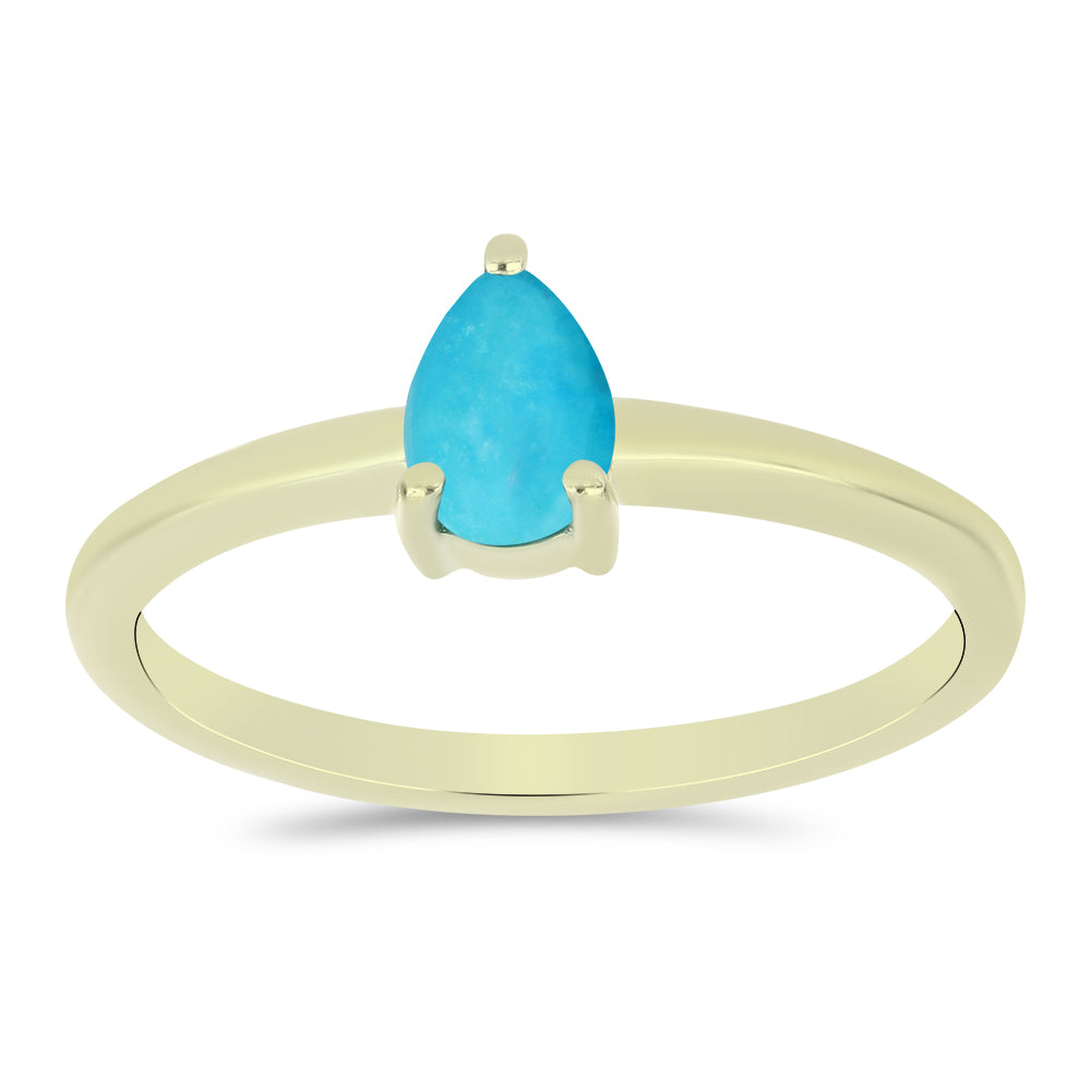Anillo de Plata Bañada en Oro con Turquesa Bella Durmiente