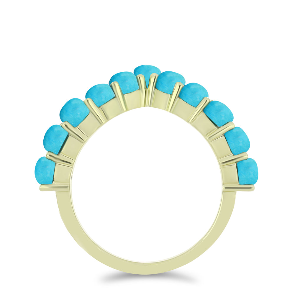 Anillo de Plata Bañada en Oro con Turquesa Bella Durmiente