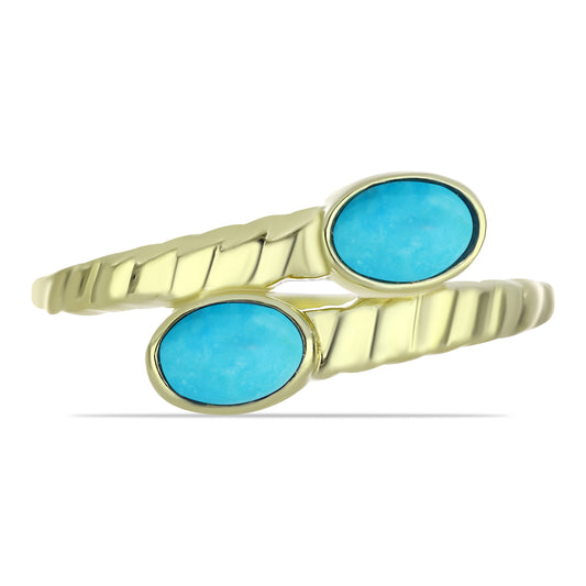 Anillo de Plata Bañada en Oro con Turquesa Bella Durmiente