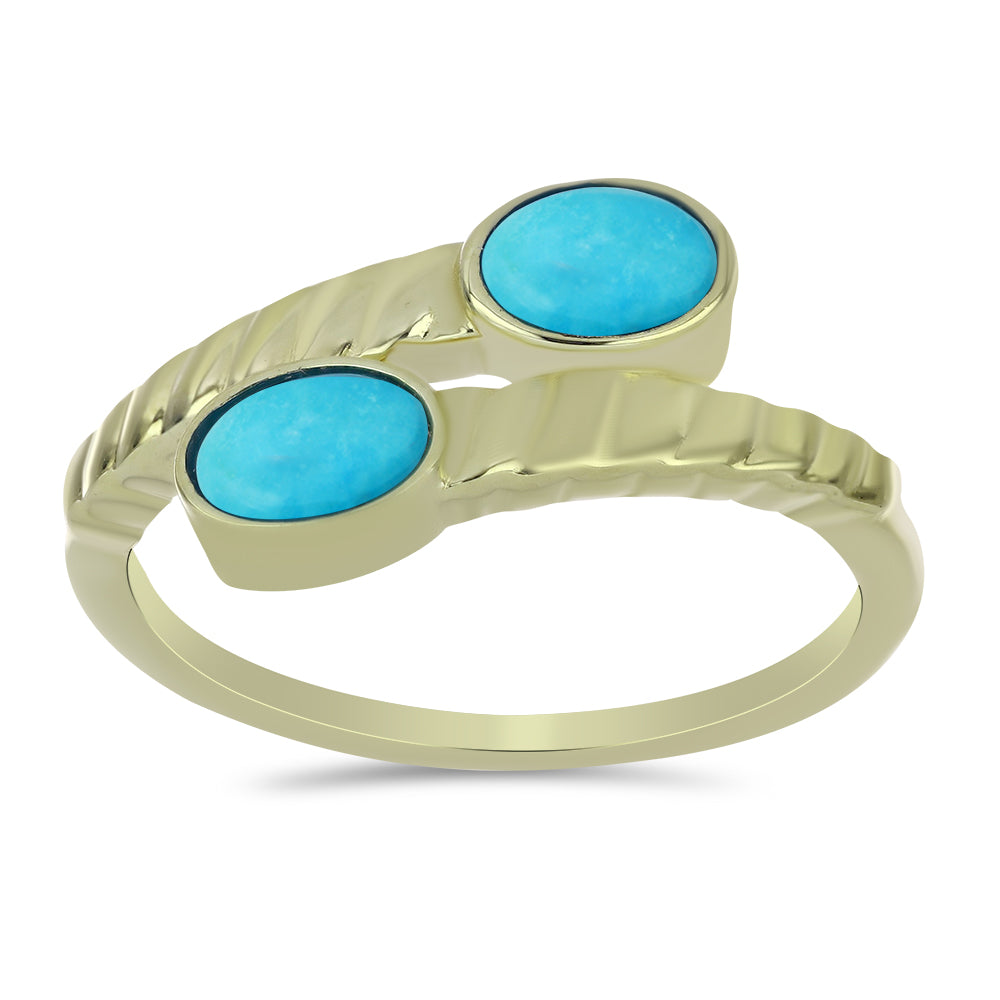 Anillo de Plata Bañada en Oro con Turquesa Bella Durmiente