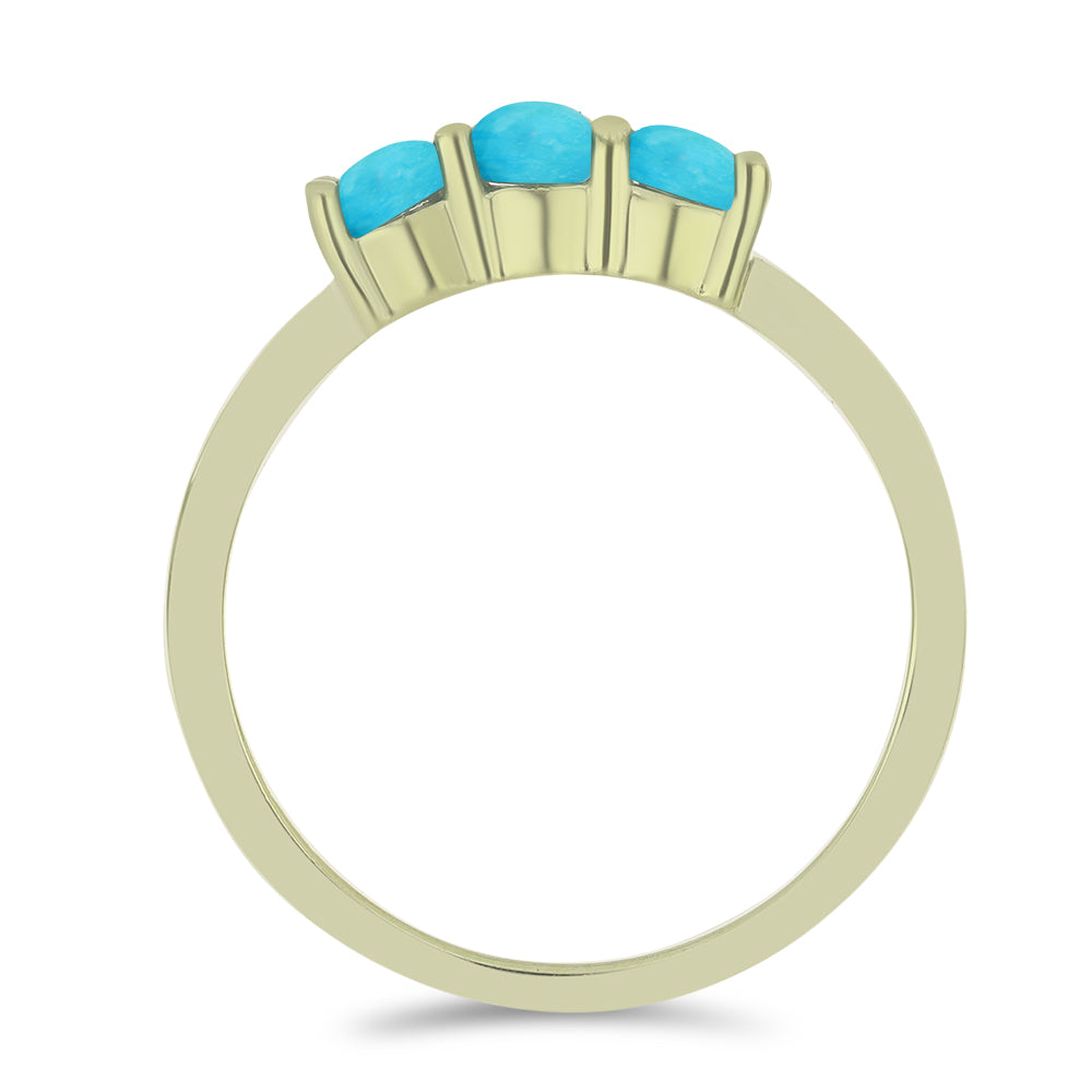 Anillo de Plata Bañada en Oro con Turquesa Bella Durmiente
