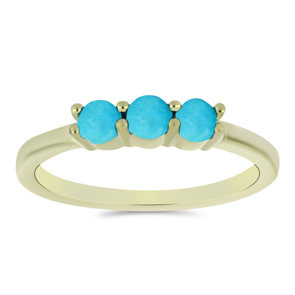 Anillo de Plata Bañada en Oro con Turquesa Bella Durmiente