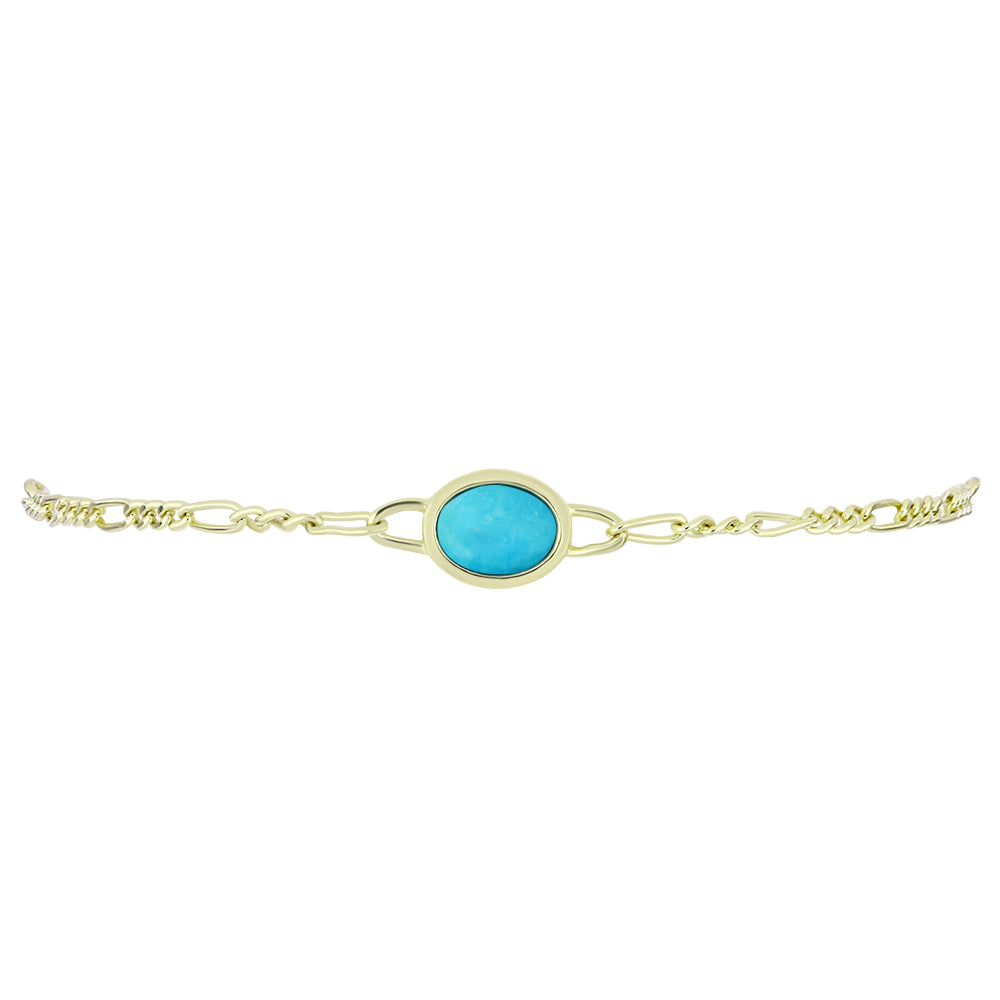 Pulsera de Plata Bañada en Oro con Turquesa Bella Durmiente