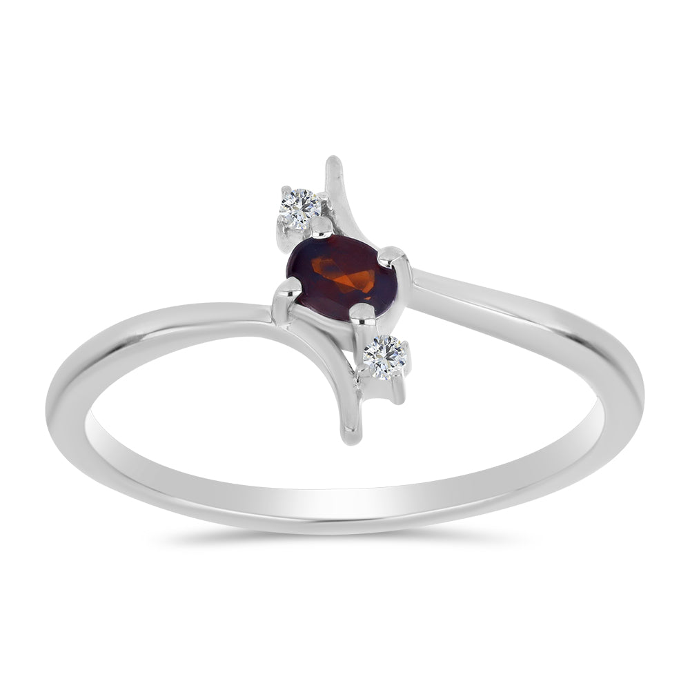 Anillo de Plata con Granate Barton y Topacio Blanco