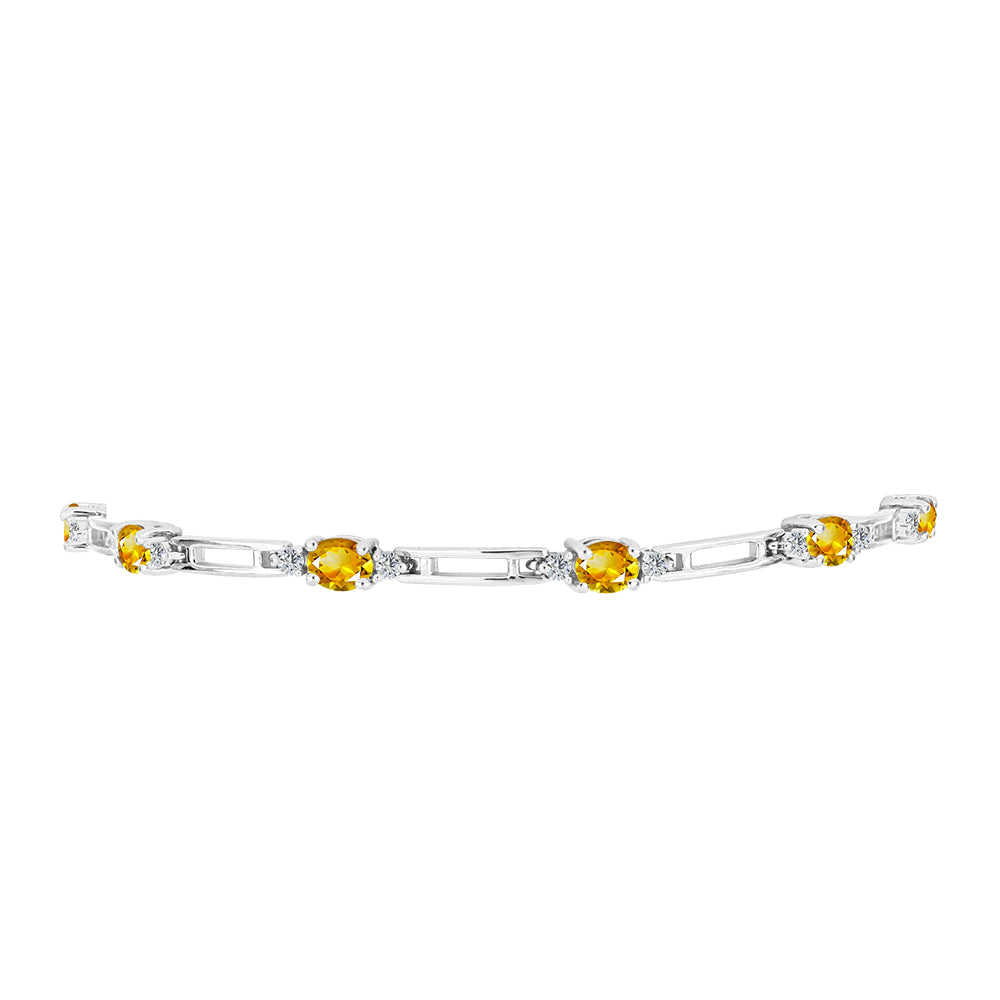 Pulsera de Plata con Citrino de los Montes Urales y Topacio Blanco