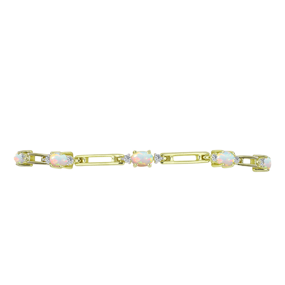 Pulsera de Plata Bañada en Oro con Ópalo Etíope de Lega Dembi y Topacio Blanco 2