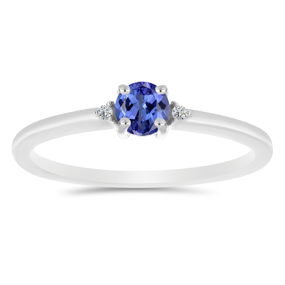Anillo de Plata con Tanzanita y Topacio Blanco