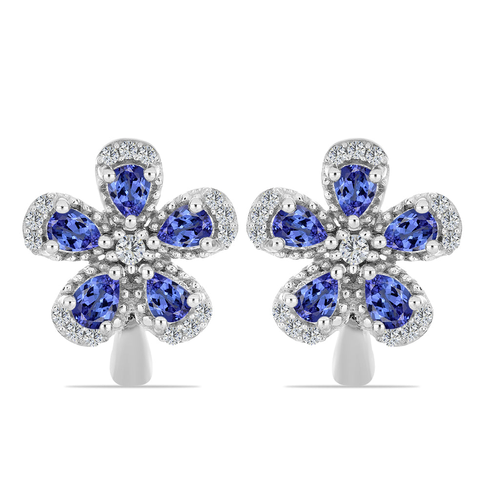 Pendientes de Plata con Tanzanita y Topacio Blanco