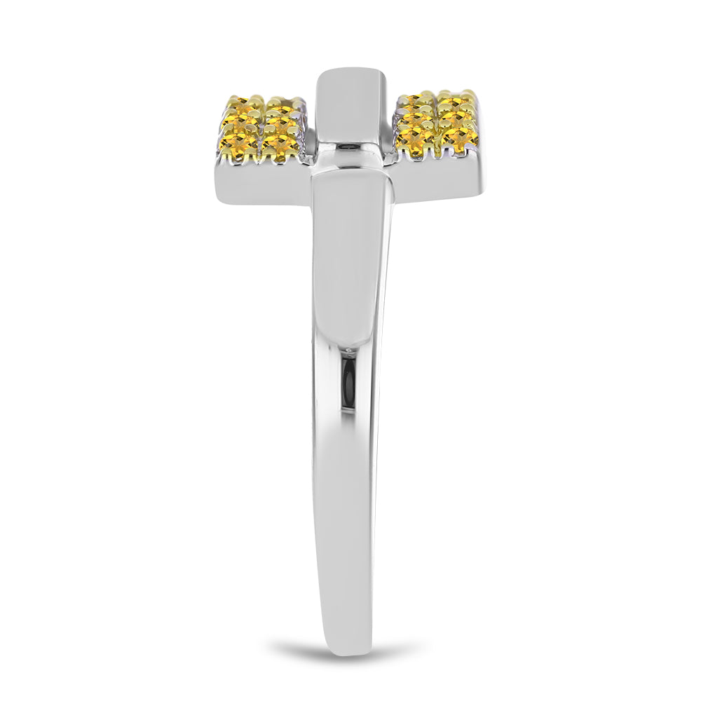 Anillo de Plata Bañada en Oro con Citrino de los Montes Urales