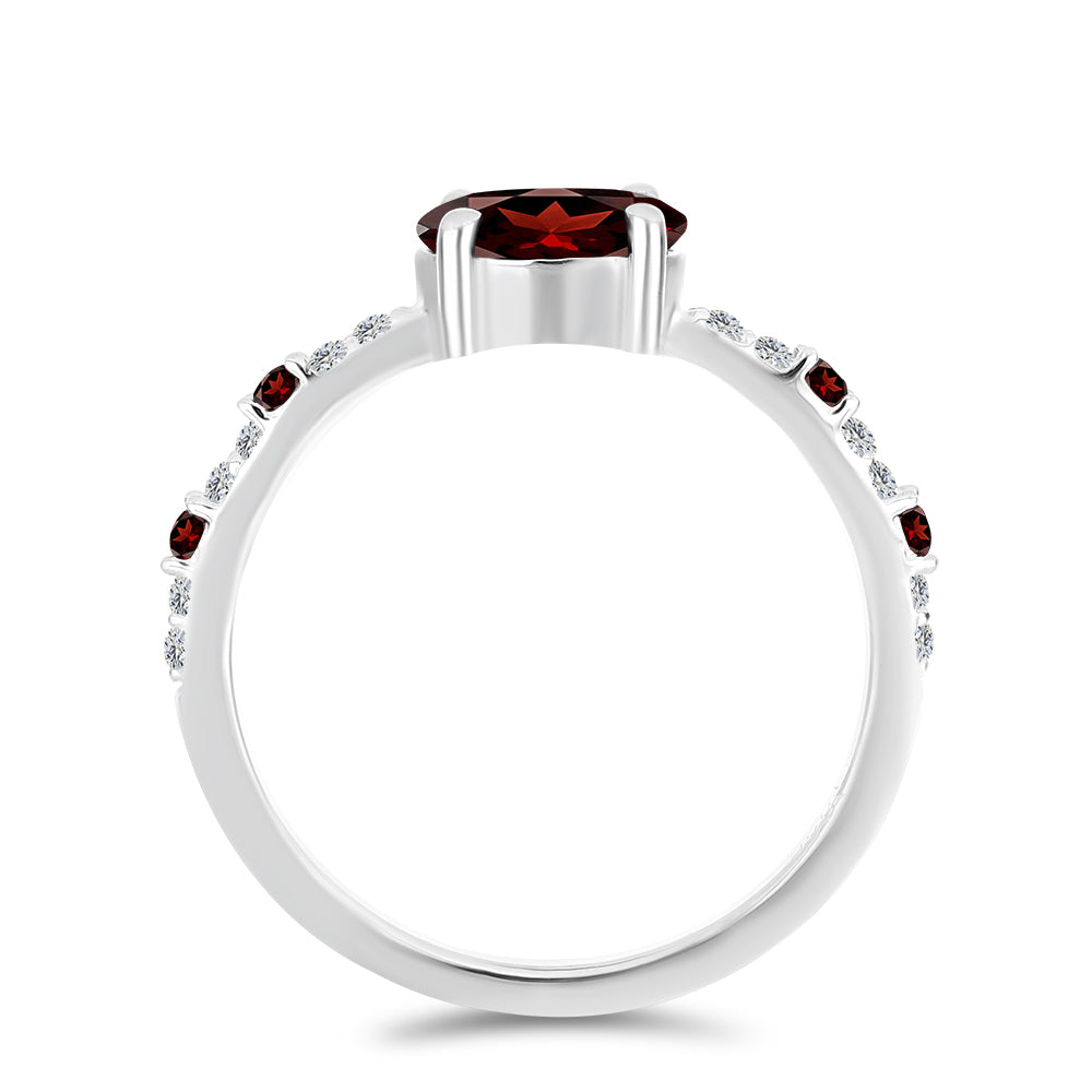 Anillo de Plata con Granate Barton y Topacio Blanco
