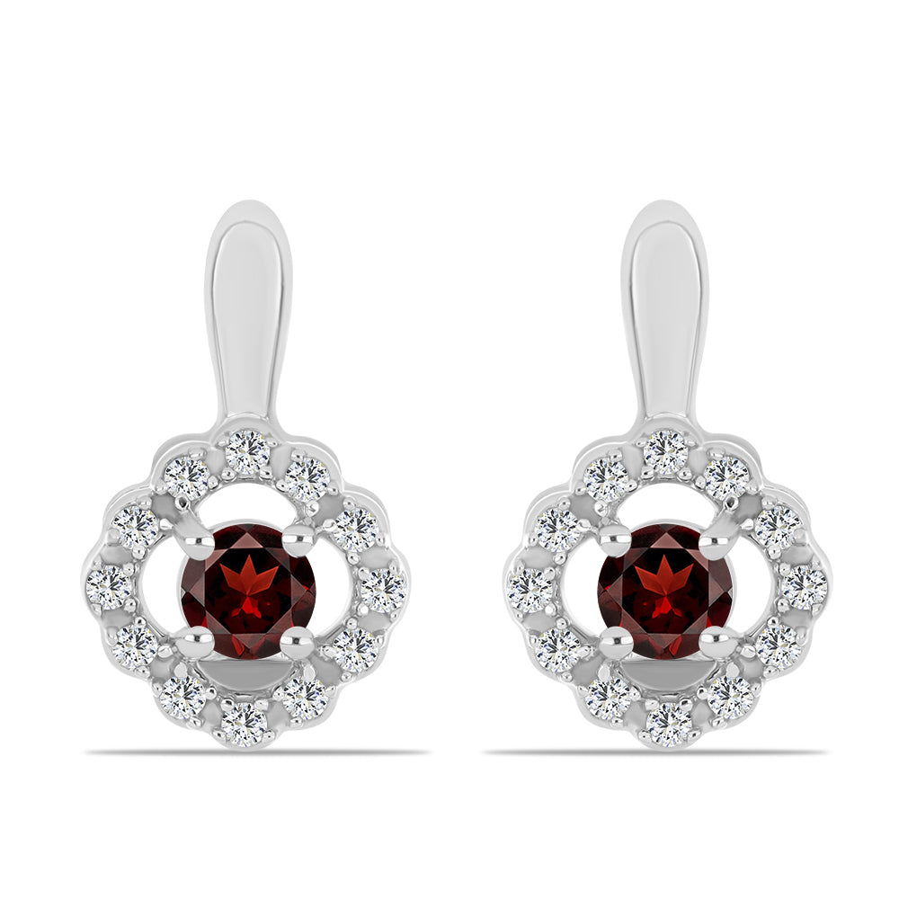 Pendientes de Plata con Granate Barton y Topacio Blanco