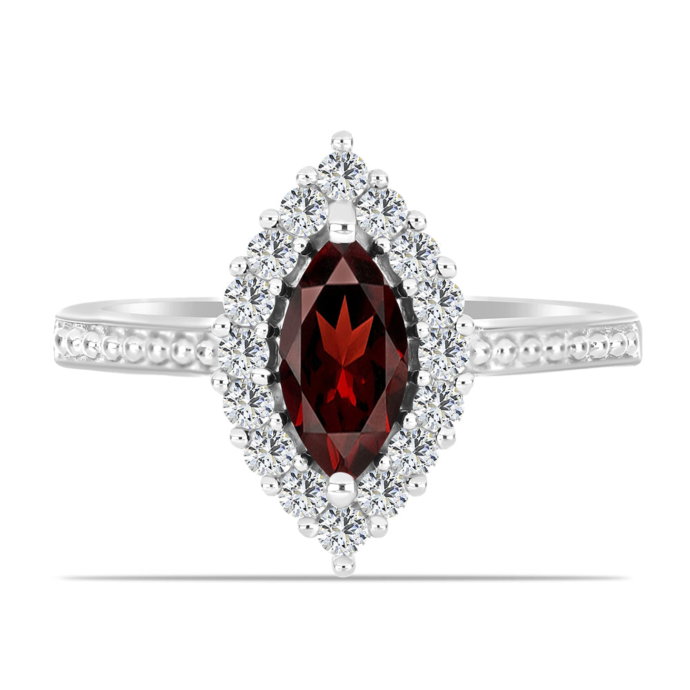 Anillo de Plata con Granate Barton y Topacio Blanco