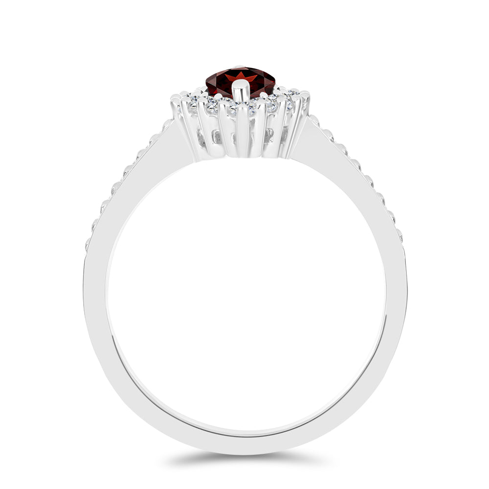 Anillo de Plata con Granate Barton y Topacio Blanco