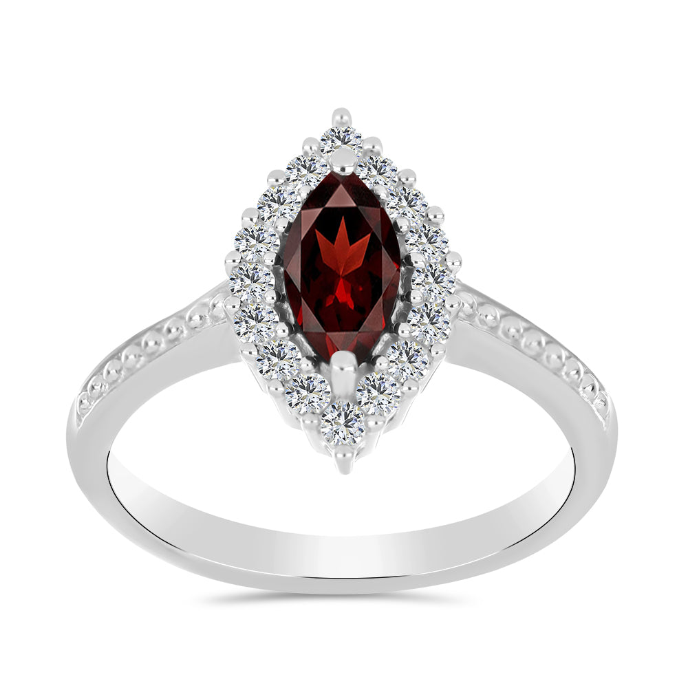 Anillo de Plata con Granate Barton y Topacio Blanco