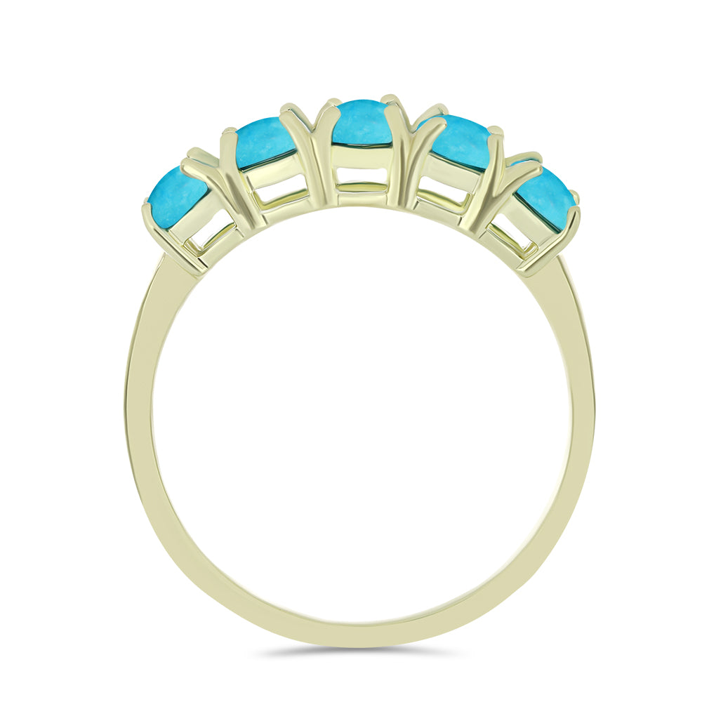 Anillo de Plata Bañada en Oro con Turquesa Bella Durmiente