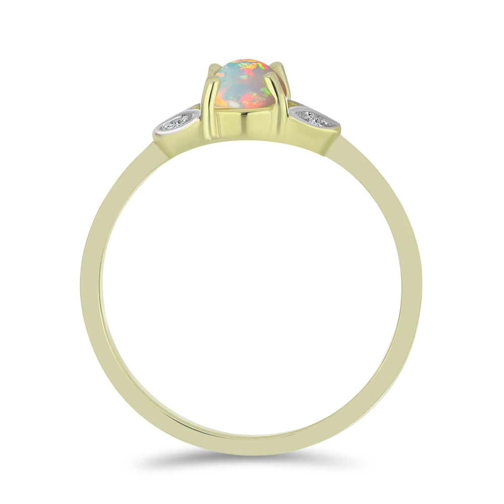 Anillo de Plata Bañada en Oro con Ópalo Etíope de Lega Dembi y Topacio Blanco