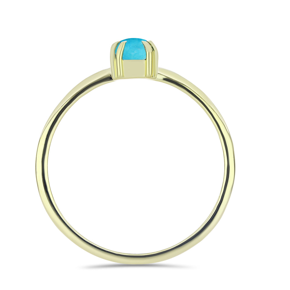 Anillo de Plata Bañada en Oro con Turquesa Bella Durmiente
