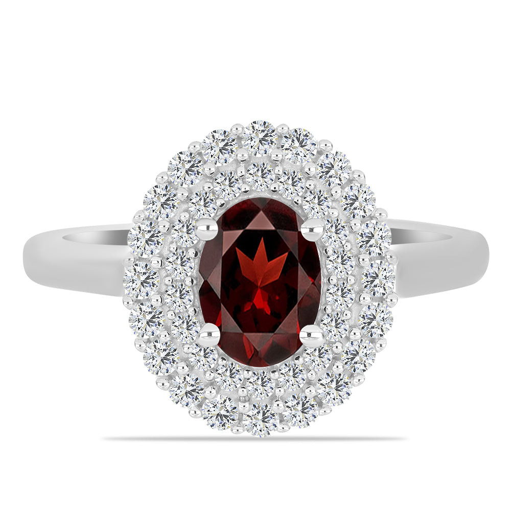 Anillo de Plata con Granate Barton y Topacio Blanco