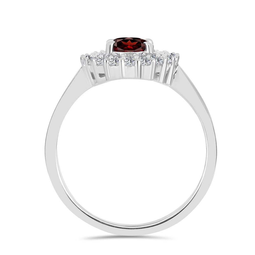 Anillo de Plata con Granate Barton y Topacio Blanco