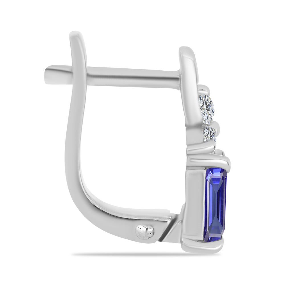 Pendientes de Plata con Tanzanita y Topacio Blanco