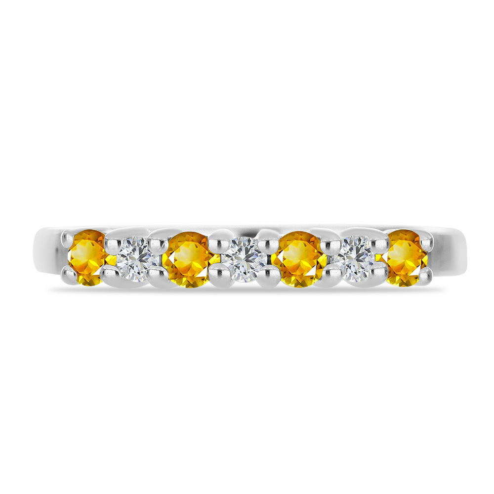 Anillo de Plata con Citrino de los Montes Urales y Topacio Blanco