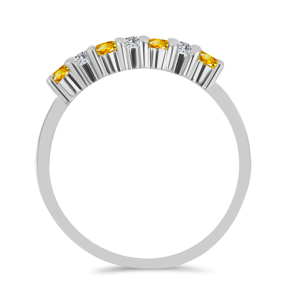 Anillo de Plata con Citrino de los Montes Urales y Topacio Blanco