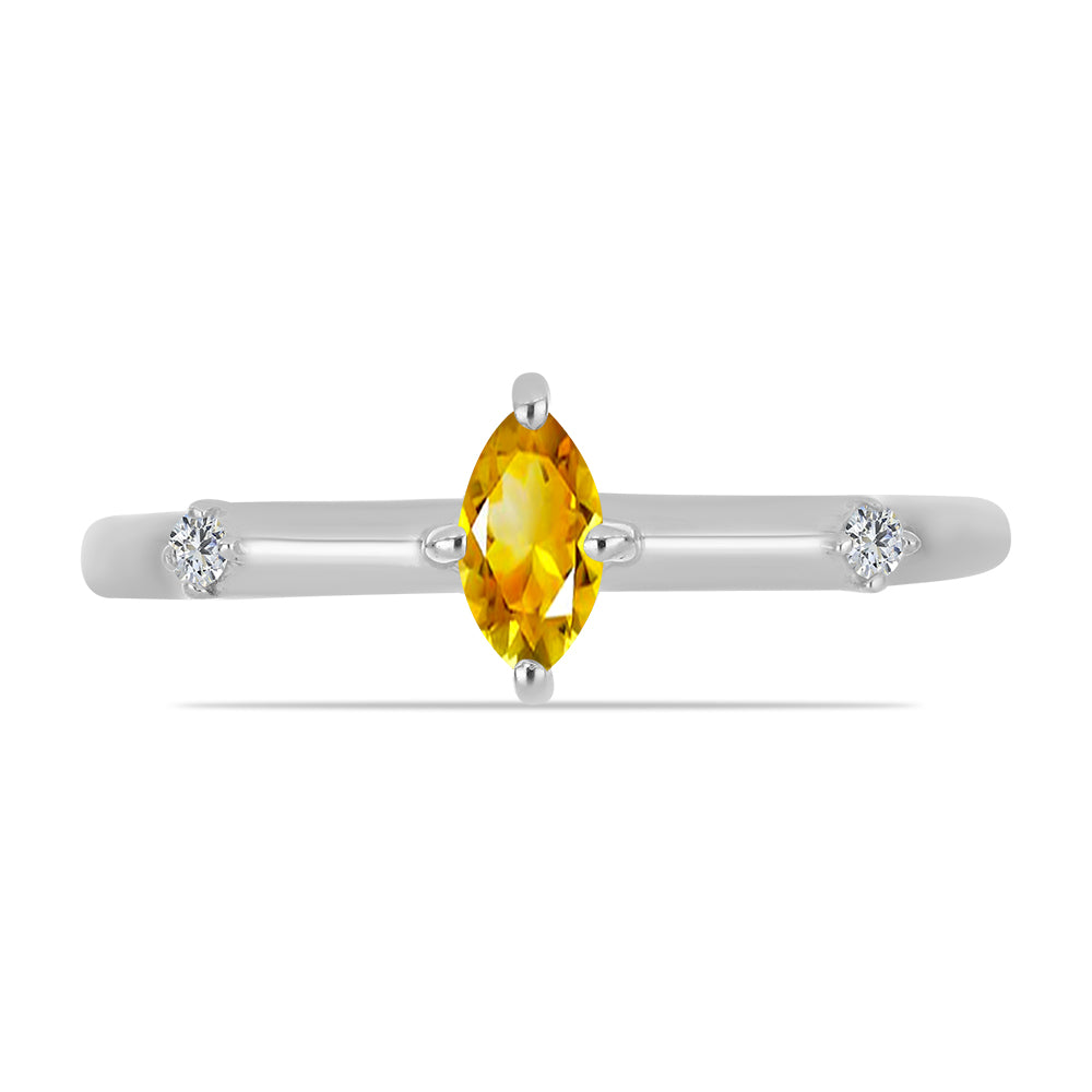 Anillo de Plata con Citrino de los Montes Urales y Topacio Blanco