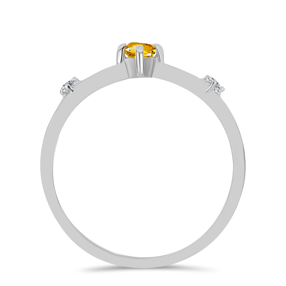 Anillo de Plata con Citrino de los Montes Urales y Topacio Blanco